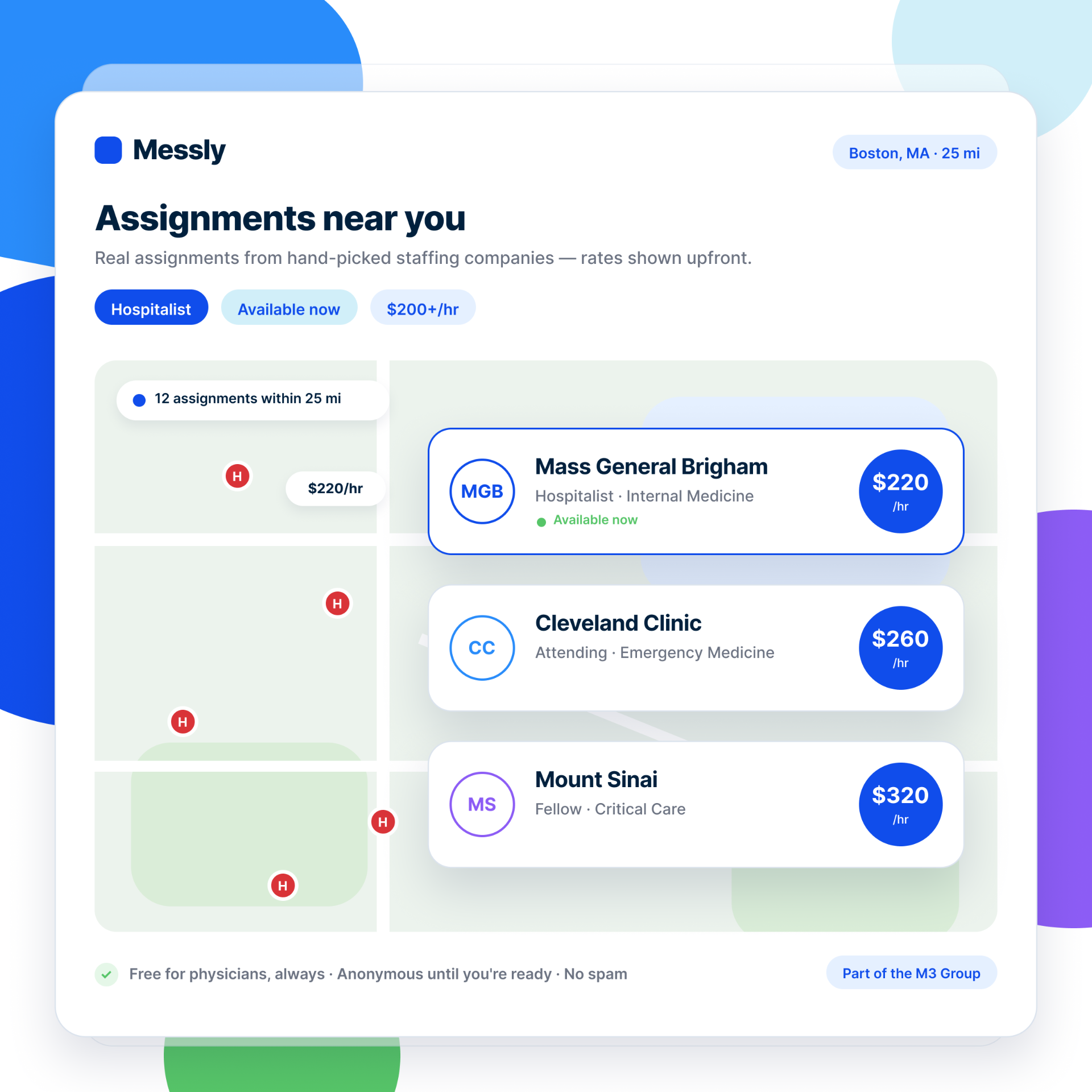 Messly assignments near you with rates upfront